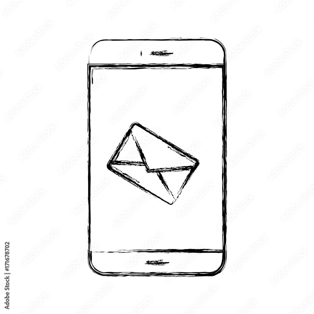 smartphone device with envelope icon over white background vector illustration smartphone device with envelope icon over white background vector illustration