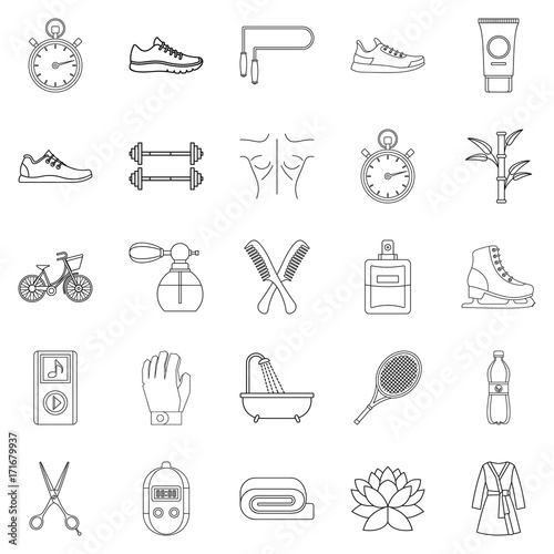 Soundness icons set, outline style
