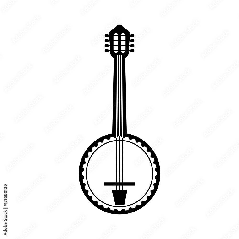 Samolepka banjo jazz instrument musical festival celebration vector illustration