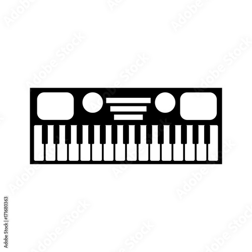 synthesizer electronic instrument keyboard musical on white background vector illustration