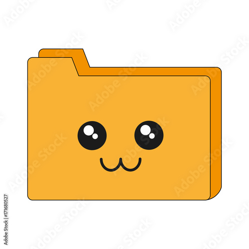 kawaii document folder icon over white background vector illustration