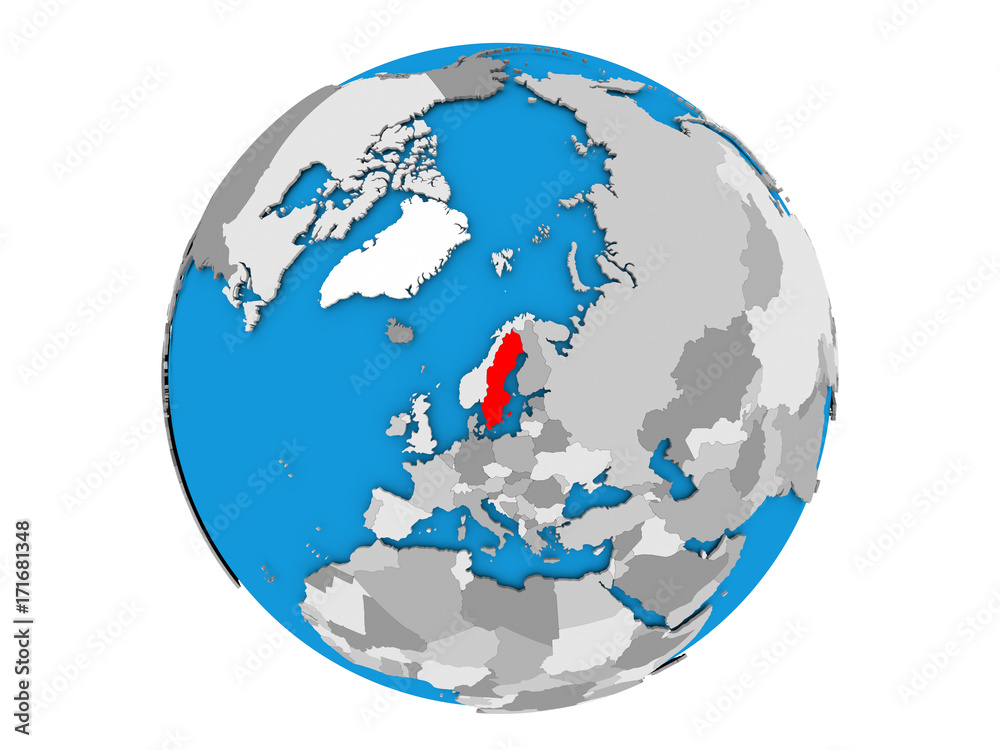 Fototapeta premium Sweden on globe isolated