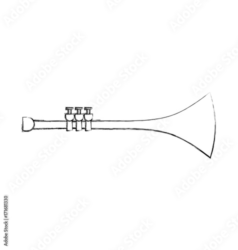 trumpet wind musical instrument horn vector illustration