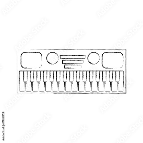 synthesizer electronic instrument keyboard musical on white background vector illustration