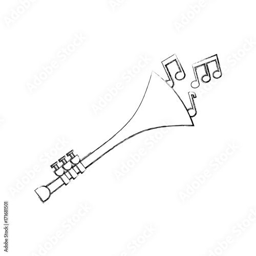 trumpet notes wind musical instrument horn vector illustration