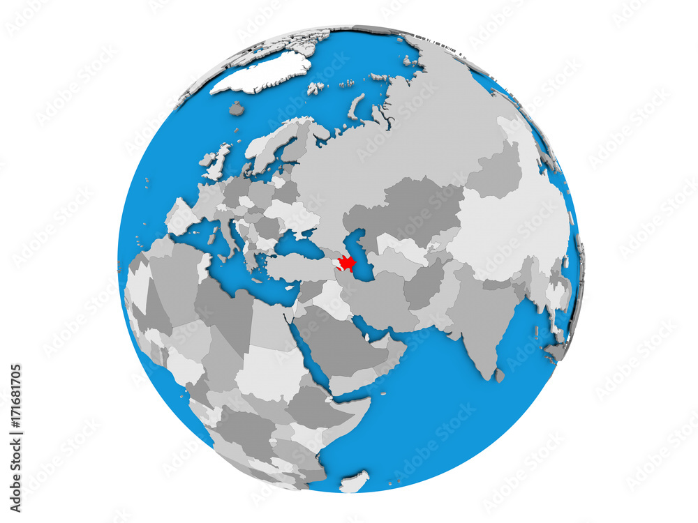 Azerbaijan on globe isolated