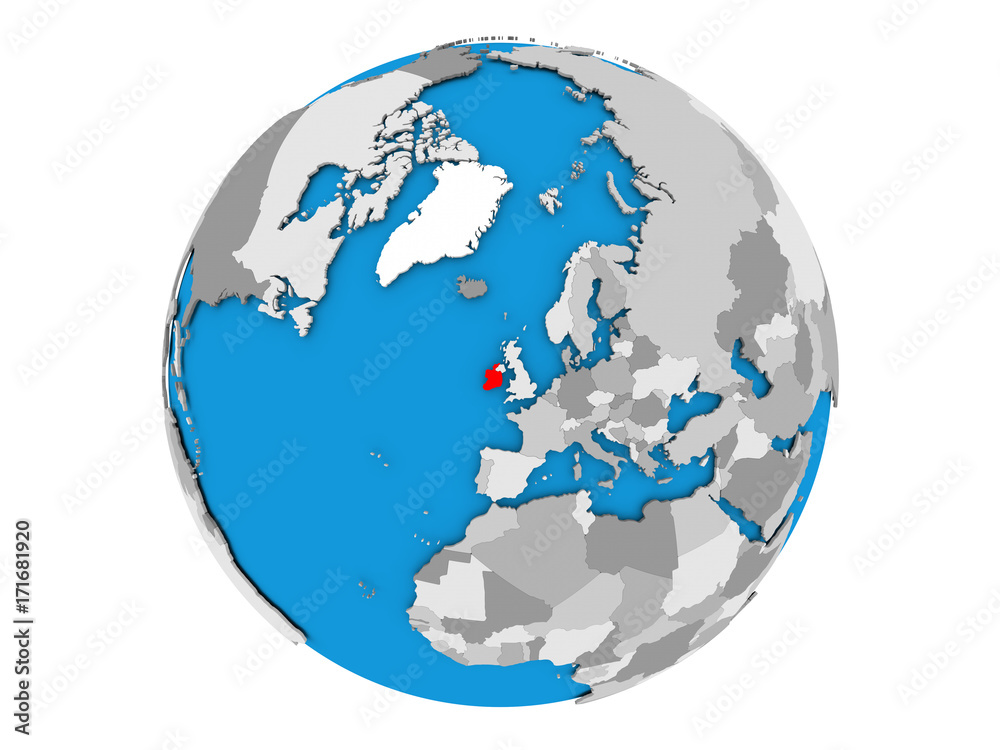 Naklejka premium Ireland on globe isolated