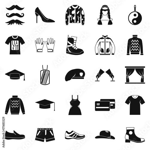 Mustache icons set, cartoon style