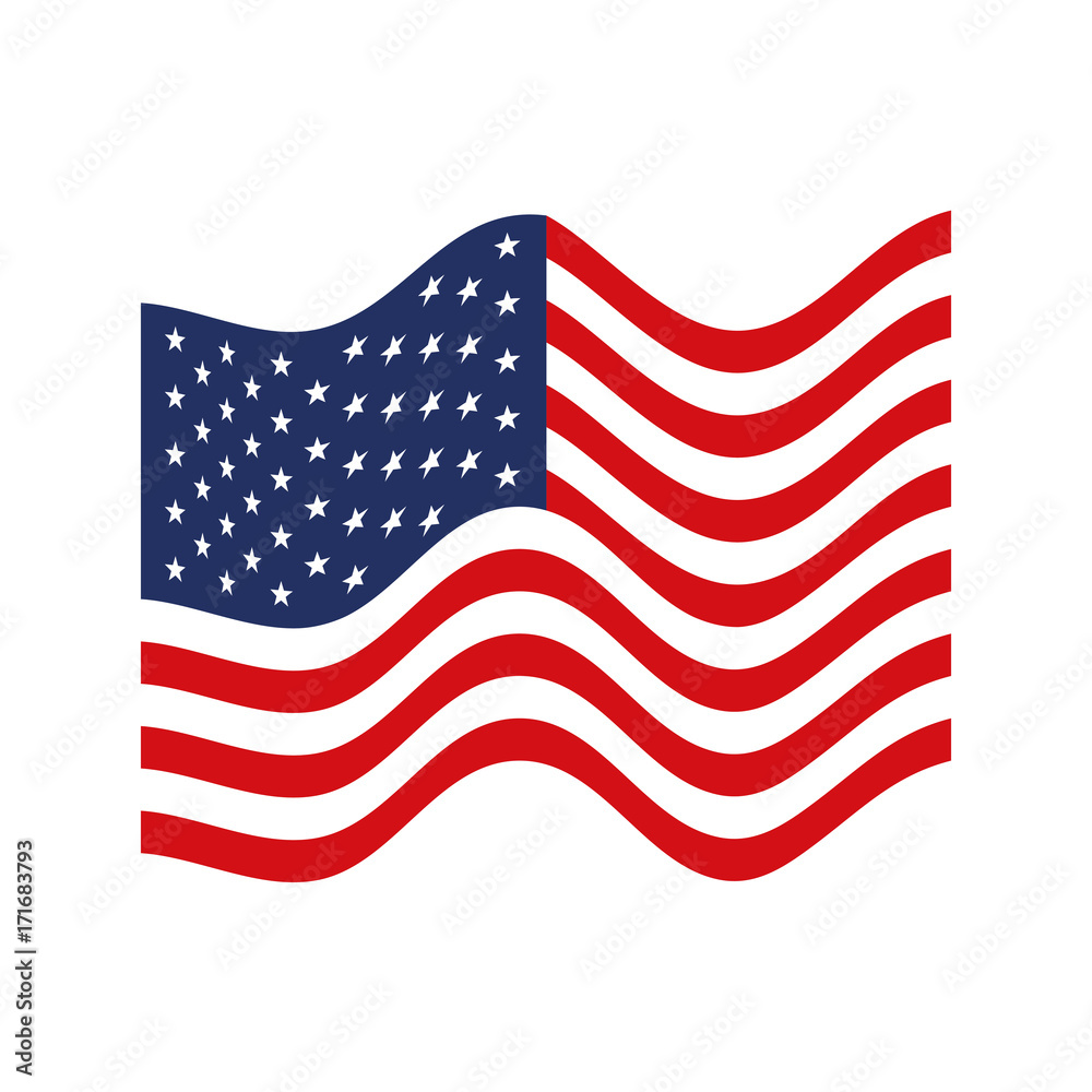 Fototapeta premium flag united states of america waving colorful icon on white background vector illustration