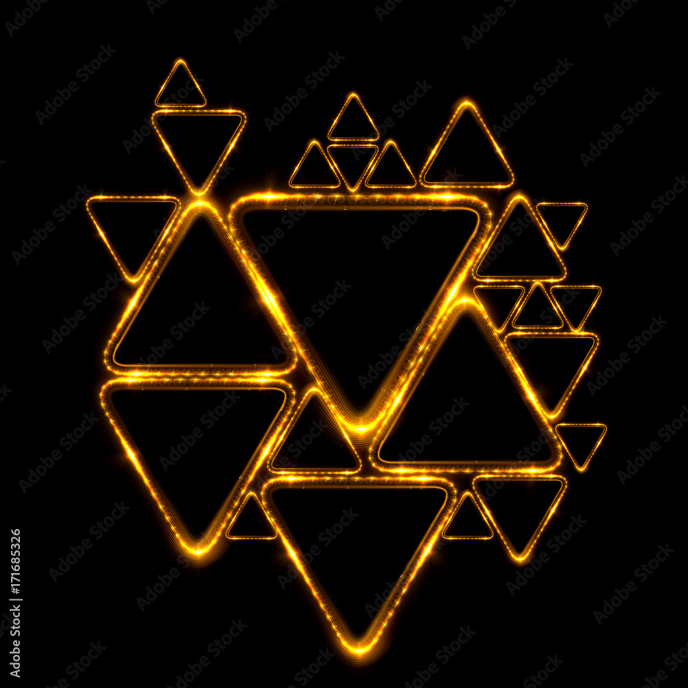 Lighting geometrical shapes on black background. Beautiful glowing design..Wallpaper with jewelry ornament. Luxury beam pattern. Lighting geometrical shapes on black background. Beautiful glowing design..Wallpaper with jewelry ornament. Luxury beam pattern.