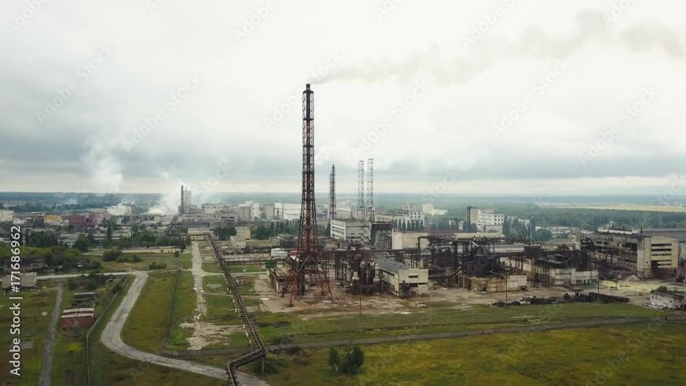 Factory smoke stack - Oil refinery, petrochemical or chemical plant Factory smoke stack - Oil refinery, petrochemical or chemical plant