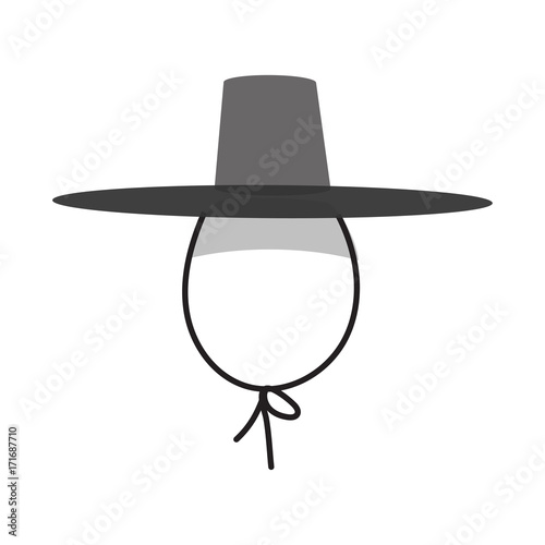 Vector illustration: traditional Korean Gat hat isolated. Gat hat was worn by men along with Hanbok, Korean traditional clothing, during the Joseon period.
