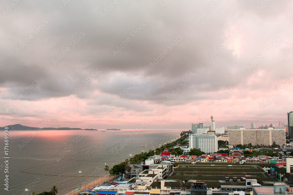 Pattaya High Angle and rain cloud.
