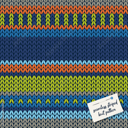 Colorful knitted stripes seamless pattern background. vector illustration. photo
