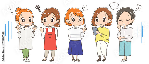 アラサー世代の主婦グループのイラスト
