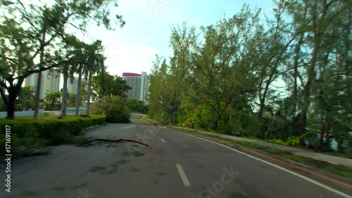 Drivers pov streets of Hallandale after Hurricane Irma photo