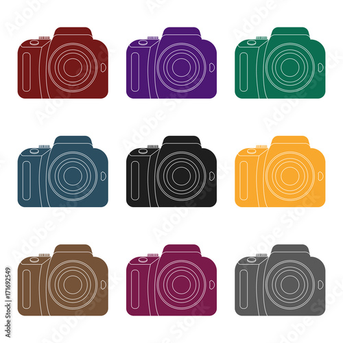 Camera detective. Camera, for shooting the scene, and to commit murder.Detective single icon in blake style vector symbol stock illustration.