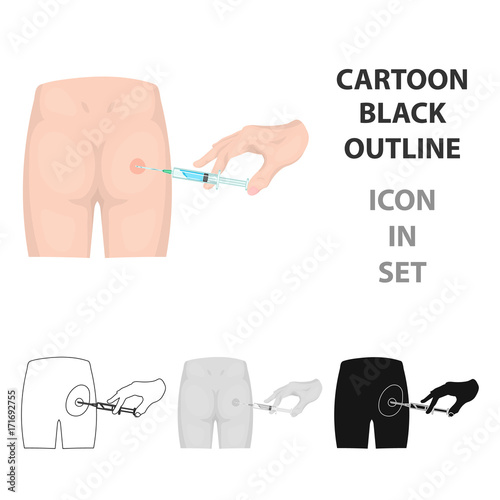 Intramuscular injection into the buttock with a syringe. Medicine single icon in cartoon style vector symbol stock illustration web.
