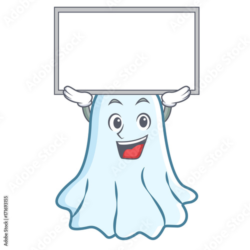 Up board cute ghost character cartoon
