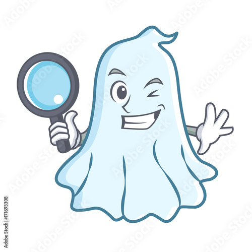 Detective cute ghost character cartoon