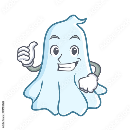 Thumbs up cute ghost character cartoon