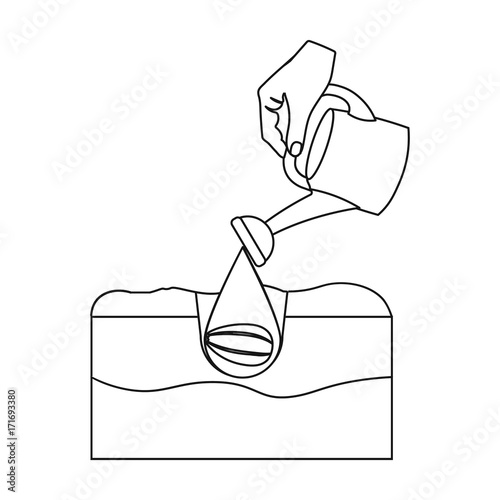 Watering single icon in outline style .Watering, vector symbol stock illustration web.
