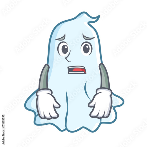 Afraid cute ghost character cartoon