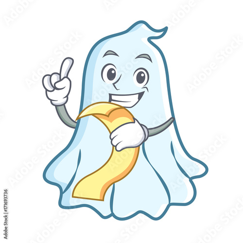 With menu cute ghost character cartoon