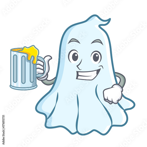 With juice cute ghost character cartoon