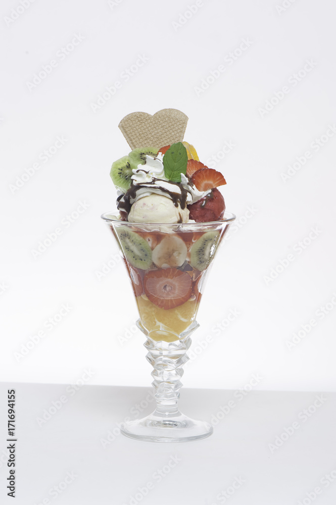 dessert ice cream fruit - obrazy, fototapety, plakaty 