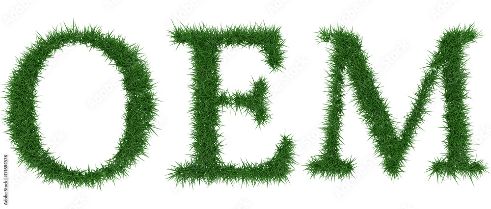 Oem - 3D rendering fresh Grass letters isolated on whhite background. Oem - 3D rendering fresh Grass letters isolated on whhite background.