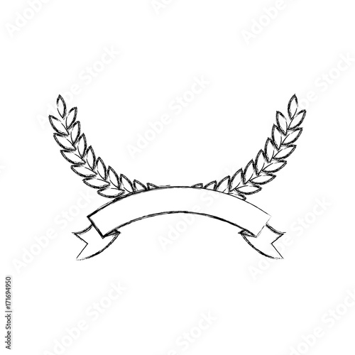 olive arch in monochrome blurred color and ribbon on bottom vector illustration