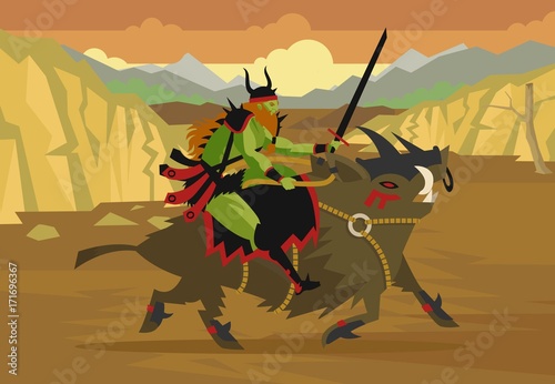 orc rider warrior in desert