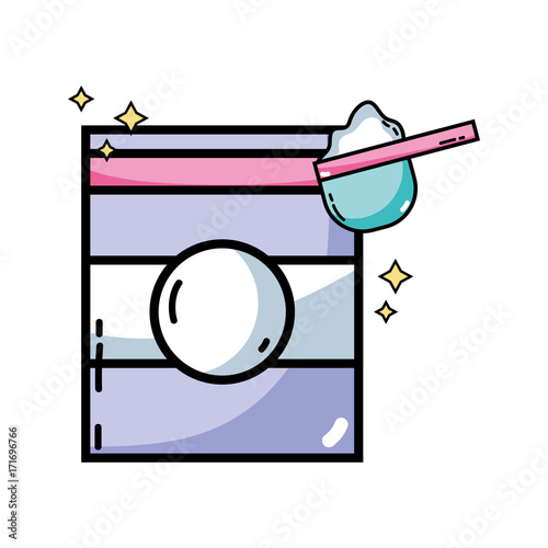 nice detergent in box to clean clothes vector illustration