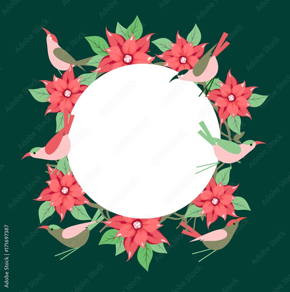 Fototapeta premium Flower frame with bird