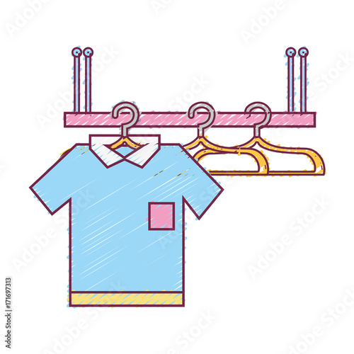 shelf design with clothes hanging icon vector illustration