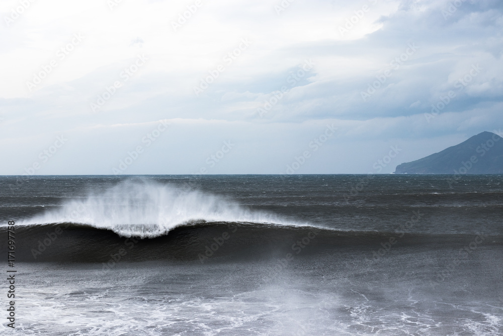 Beautiful A-frame wave off the coast of Yilan, Taiwan