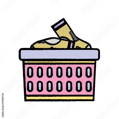 basket design with dirty clothes inside vector illustration