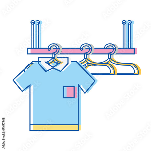 shelf design with clothes hanging icon vector illustration