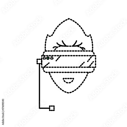 dotted shape boy face with 3d glasses to dimension experience vector illustration