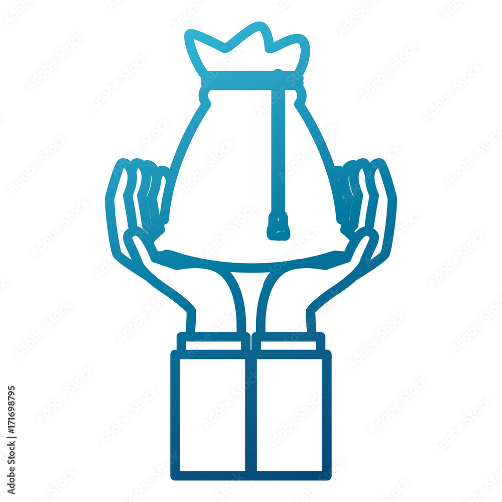 Hands with Bag of money icon vector illustration graphic design Hands with Bag of money icon vector illustration graphic design