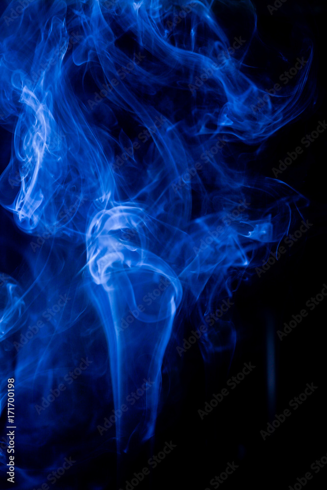 Blue toxic fumes movement on a black background. Blue toxic fumes movement on a black background.