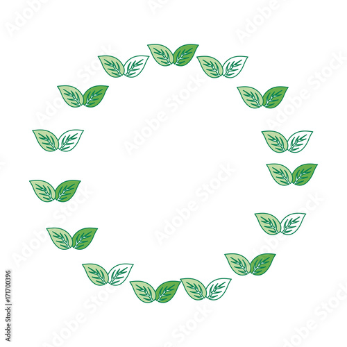 wreath of leaves icon over white background colorful design vector illustration