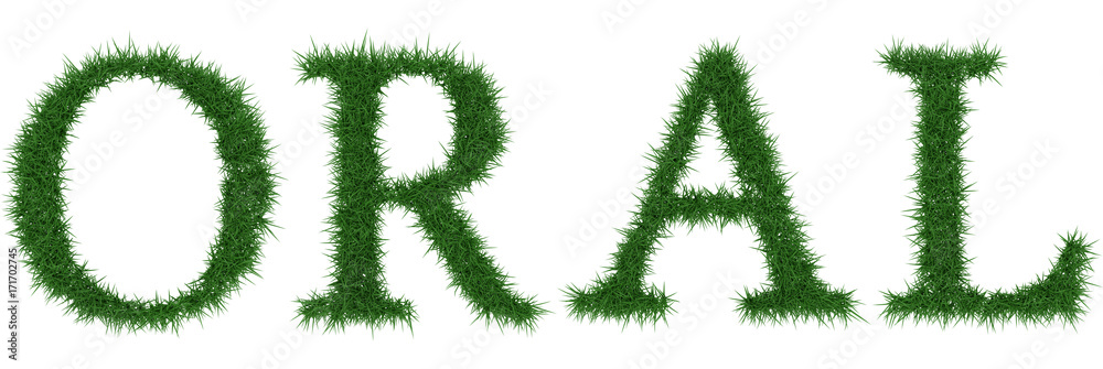 Oral - 3D rendering fresh Grass letters isolated on whhite background. Oral - 3D rendering fresh Grass letters isolated on whhite background.