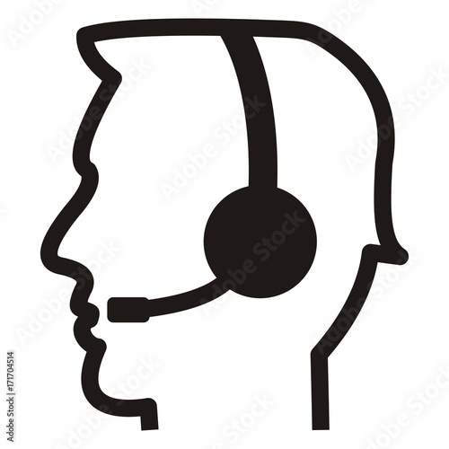 call center, person, black silhouette, vector icon