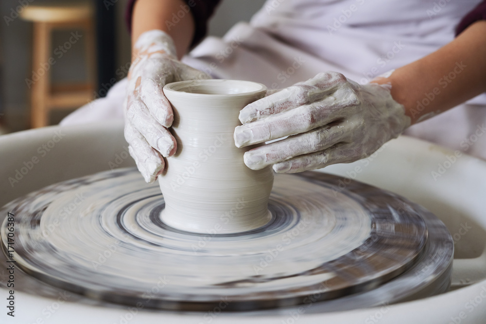 Creating clay pot Creating clay pot