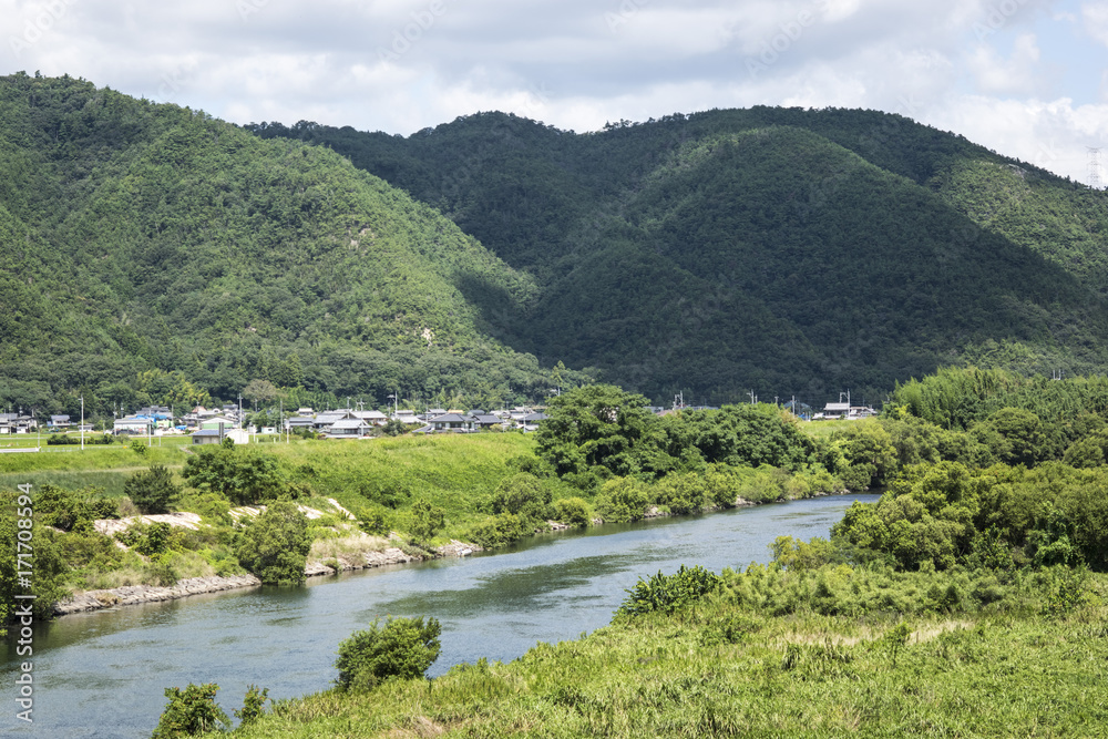 a view from prefectural road 79 at Kumayama, Okayama, Japan. a view from prefectural road 79 at Kumayama, Okayama, Japan.