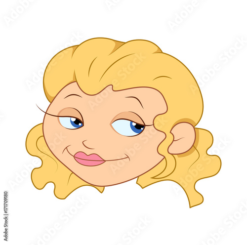 Happy Cartoon Girl Character Face