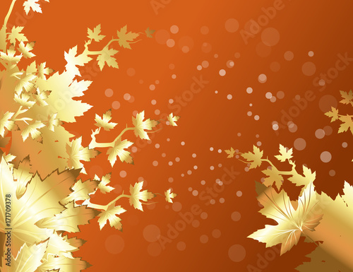 Golden Leaves Vector Background