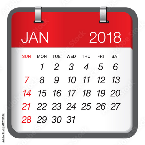 January 2018 calendar vector illustration